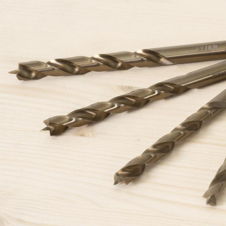Actual product image Stier Wood drill bit set HSS Co 10 pcs. 1-10 mm (5 mm, 6 mm, 7 mm, 8 mm, 9 mm, 10 mm, 1 mm, 2 mm, 3 mm, 4 mm)