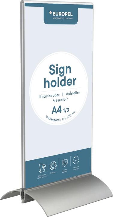 Produktbild Europel Tischaufsteller, 1/3 DIN A4 hoch, Aluminiumsockel (A4)