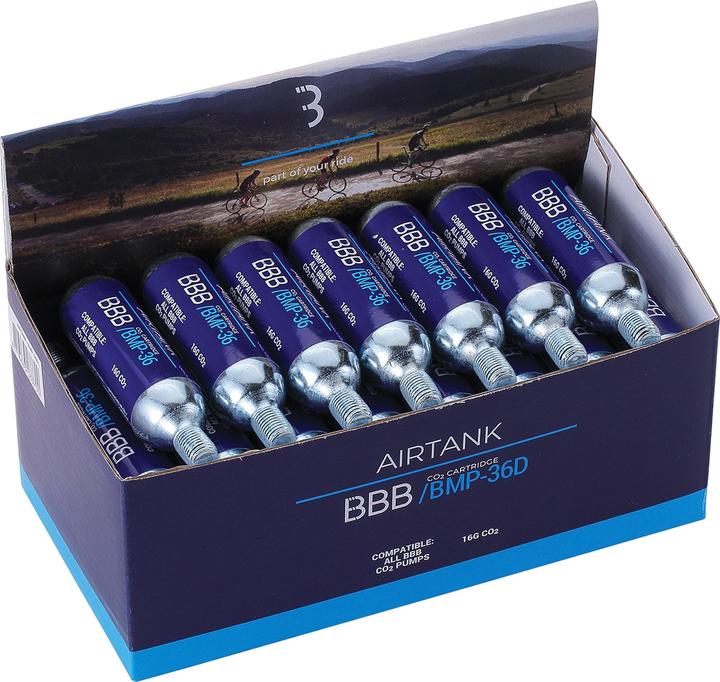 BBB CO2 Kartuschen Co2 AirTanks Displaybox Set (CO2-Ersatzkartuschen)