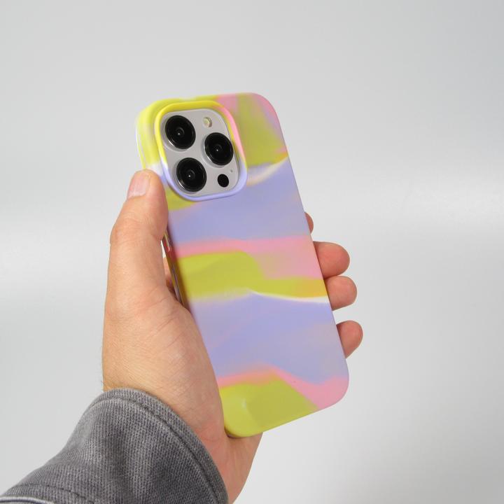 Produktbild PhoneLook Hülle Gel Soft touch glatt Streifen gelb/violet (Apple iPhone 13 Pro Max)