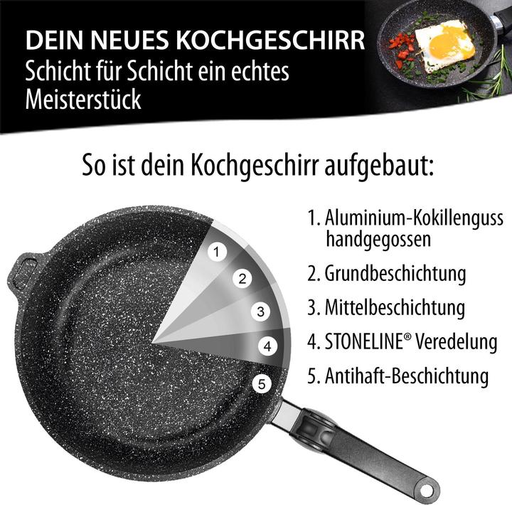 Actual product image Stoneline Made in Germany Bratpfanne, 24 cm, Kokillenguss, mit abnehmbarem Griff (Frying pan, Aluminium)