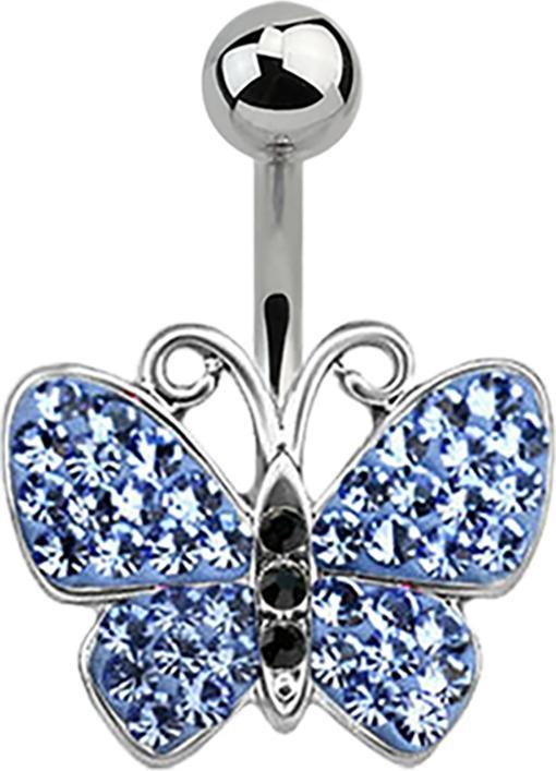 Produktbild Star Piercing Banane silber Schmetterling hellblau (Chirurgenstahl 316L)
