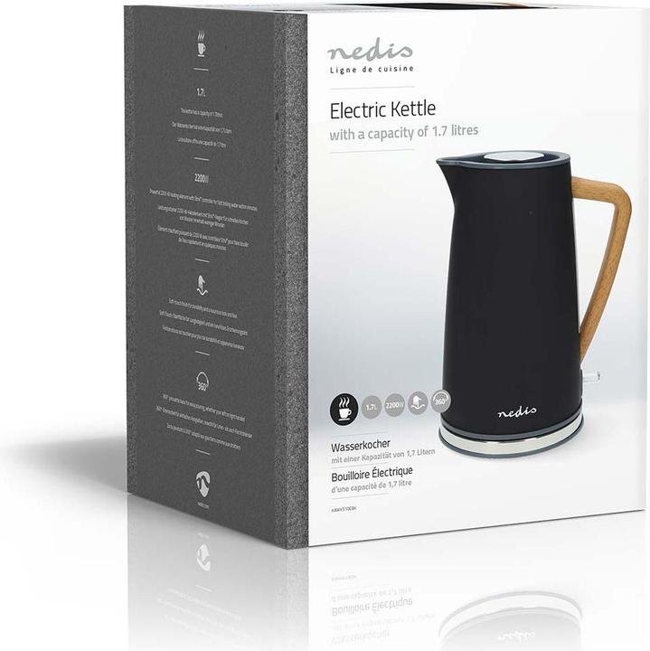 Actual product image Nedis Kettle | 1.7 l | Soft-Touch | Black | Rotates 360 degrees | Concealed heating element | S (1.70 l)
