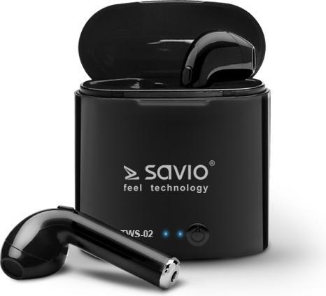 Image du produit Savio TWS-02 Casque d'écoute sans fil Bluetooth Noir (pas de réduction du bruit, 100 h, Sans fil)