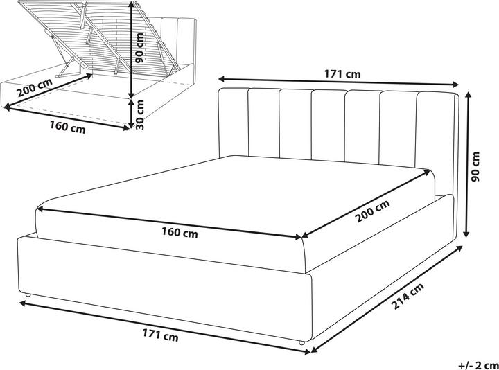 Image du produit Beliani Lit rembourré gris clair avec sommier relevable 160 x 200 cm DREUX (160 x 200 cm)