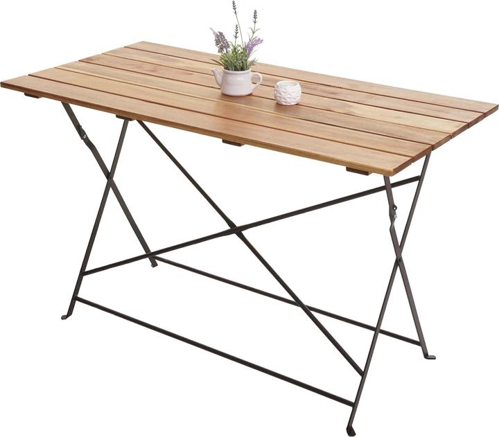 Image du produit Swisshandel24 Table de jardin de bière, table de jardin pliante, qualité gastronomique Acacia certifié FSC (120 cm)