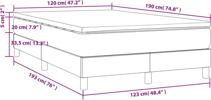 Produktbild VidaXL Bo x springbett mit Matratze 120 x 190 cm Stoff (120 x 190 cm)