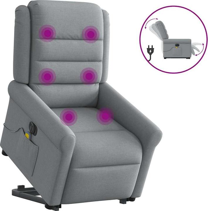 Actual product image VidaXL Electric massage chair with stand-up aid Light grey fabric