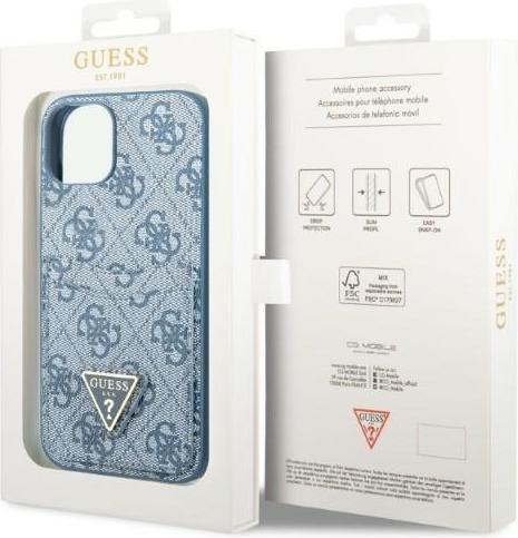 Immagine prodotto Guess GUHCP13SP4TPB iPhone 13 mini 5,4" niebieski/blu custodia rigida 4G Triangle Logo Cardslot (Apple iPhone 13 mini)