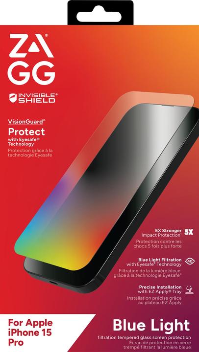 Image du produit Zagg Glass Elite VisionGuard+ (1 pièce(s), Apple iPhone 15 Pro)