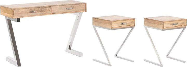 Image du produit Esprit Set of furniture Home Brown Silver Steel Mango wood 110 x 40 x 76 cm (3 Pieces) (110 x 40 x 76 cm)