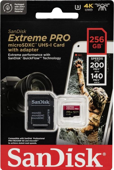 Image du produit SanDisk Extreme PRO UHS-I V30 (256 Go, microSDXC, U3, UHS-I)