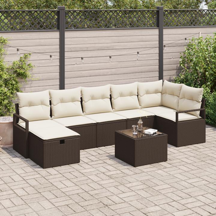 Image du produit VidaXL Ensemble de 8 canapés de jardin avec coussins Poly-Rattan brun