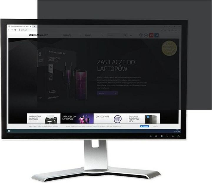 Produktbild Qoltec 51055 - Monitor - Rahmenloser Display-Privatsphärenfilter - Schwarz - Transparen (21.50", 16 : 9)