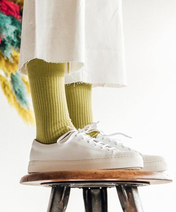 DillySocks Ribbed Lime Green