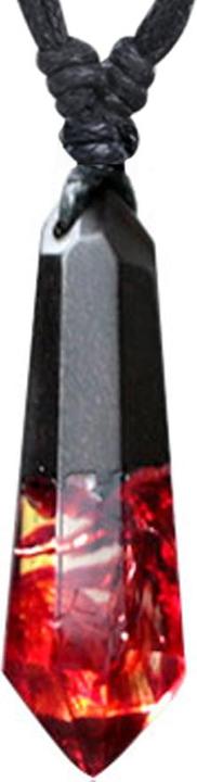 Star Piercing Halskette schwarz Anhänger Kristall Lava Epoxy rot aus Arang Holz (ohne Messing, Organisch)