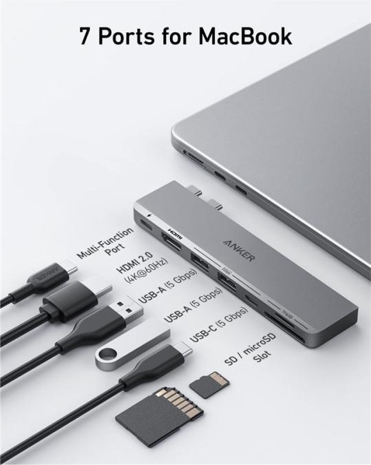 Produktbild Anker 547 USB-C Hub (7-in-2, for MacBook (USB-C, 7 Ports)