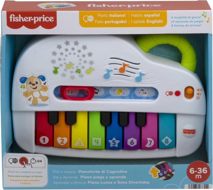 Produktbild Fisher-Price Doggie Piano Laugh & Learn Multilingual Edition, tragbar mit Lichtern, Strophen d