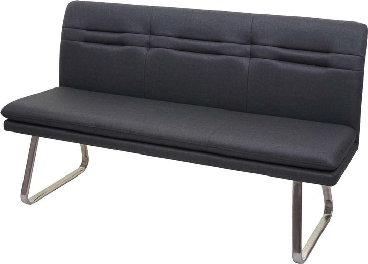 Immagine prodotto Swisshandel24 Panca, Panca per sala da pranzo Panca imbottita, schienale in tessuto/tessuto Acciaio inox (160 cm)