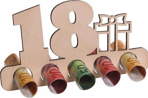 Immagine prodotto Trendcompany Regalo in legno per soldi - 18° compleanno (1 pz.)