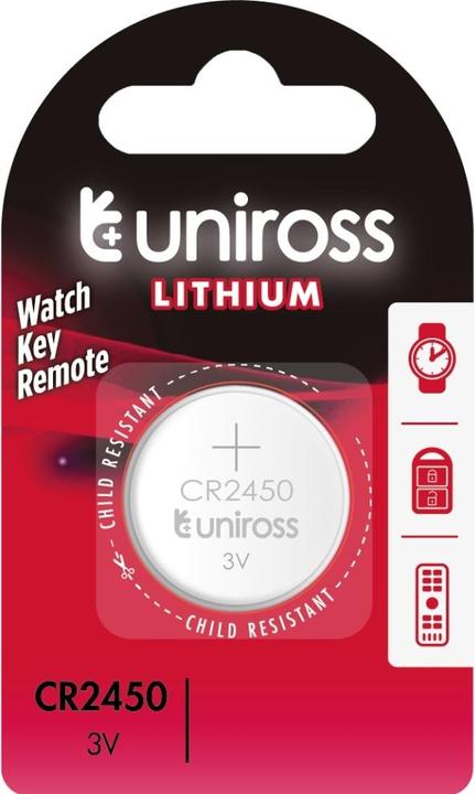 Actual product image Uniross Lithium Button CR2450 3V - 1 pak (1 pcs., CR2450, 580 mAh)