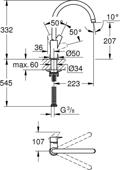 Image du produit Grohe Mitigeur GROHE1108 Start Edge 31369001