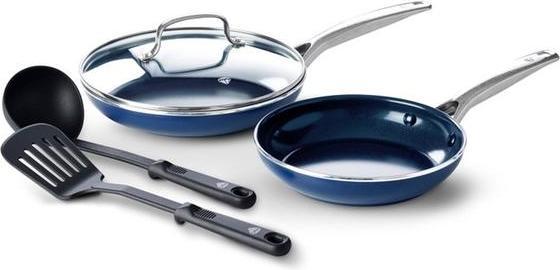 Blue Diamond Cooking Pans Set 4 -piece with lid - - Anti -stick - PFAS -FREE (Ceramic)