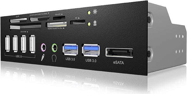 Productafbeelding Icy Box IB-863A-B (eSATA, USB 3.0, USB 2.0, Koptelefoon)