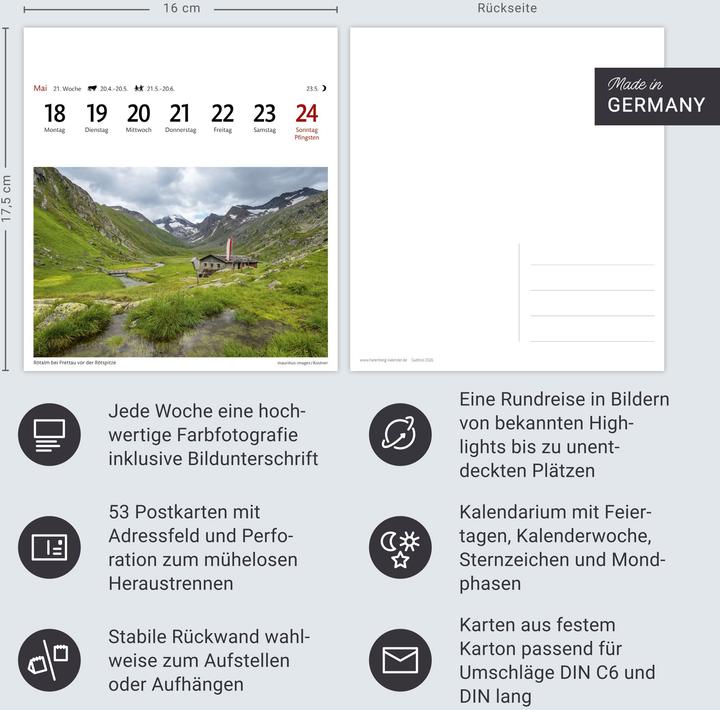Actual product image Harenberg Südtirol Sehnsuchtskalender 2026 - Wochenkalender mit 53 Postkarten (Hardcover, German)