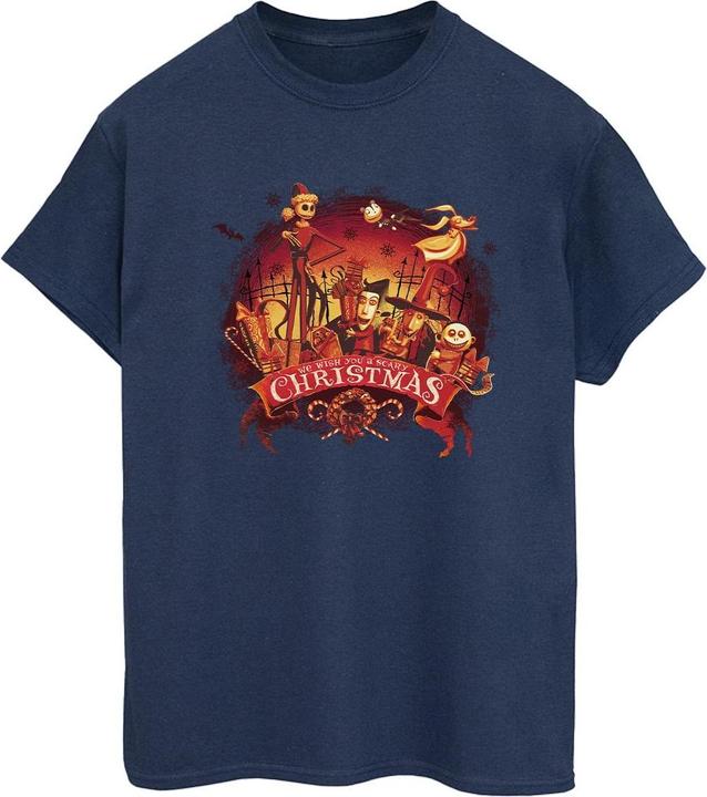 Actual product image Disney Womens/Ladies The Nightmare Before Christmas Scary Christmas Cotton Boyfriend T-Shirt (4XL)