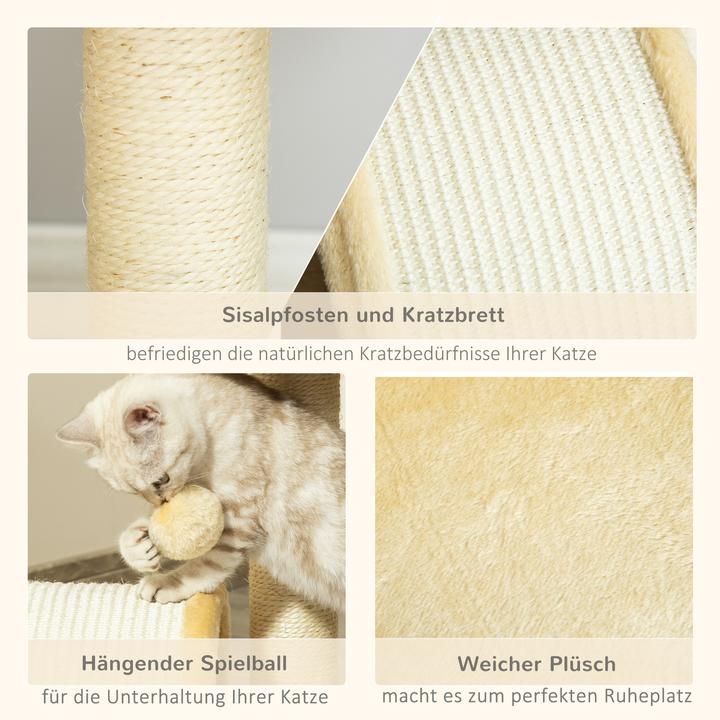 Produktbild PawHut Katzenbaum mit Plüsch (46 cm, Beige)