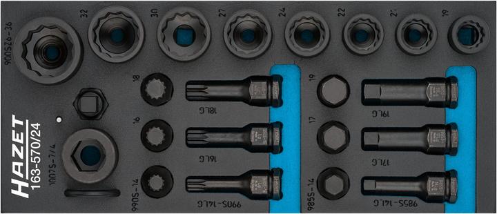 HAZET Schlag-, Maschinenschrauber Steckschlüssel Satz 163-570/24 ∙ Vierkant12,5 mm (1/2 Zoll) ∙ Auss… (35 mm, 24 mm, 33 mm, 32 mm, 26 mm, 20 mm, 28 mm, 25 mm, 21 mm, 19 mm, 22 mm, 27 mm, 36 mm, 31 mm, 30 mm, 23 mm, 29 mm, 34 mm)