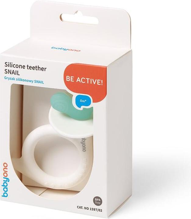Produktbild Memorysolution Beissring aus Silikon Snail weiss/grün 0M+