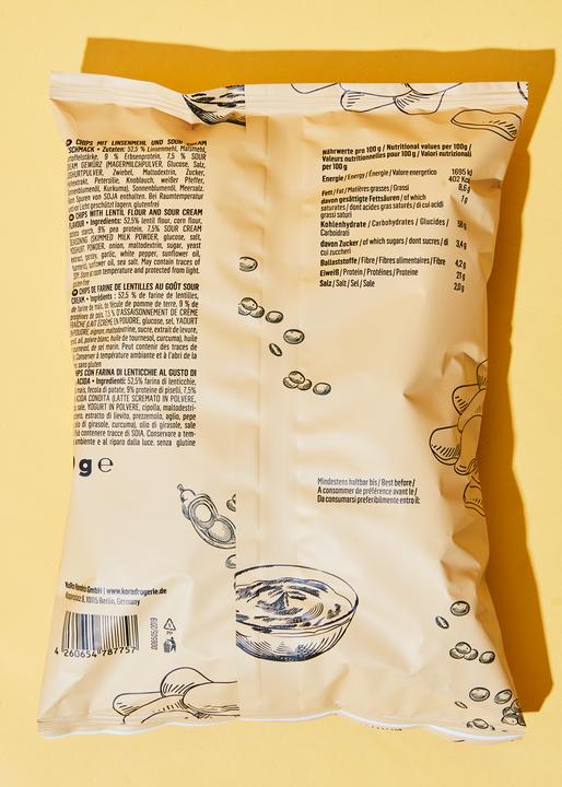 Nutritional values and ingredients KoRo Crisps with rice flour, chickpea flour and sour cream flavour (700 g)