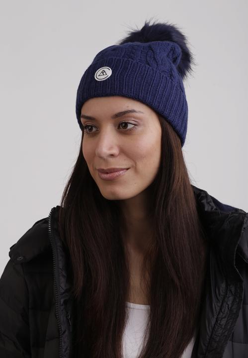 Image du produit Cash-Mere Kaschmir Mütze mit Zopfmuster und Bommel (Taille unique)