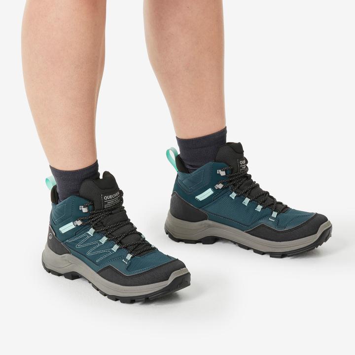Actual product image Quechua Women’s Waterproof Mountain Hiking Boots - MH100 Mid - Green (38)