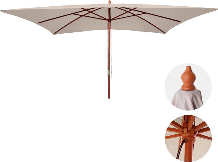 Immagine prodotto Swisshandel24 Ombrellone, Ombrellone da giardino Ombrellone da mercato, 3x4m Poliestere/Legno 6kg - crema (4 m)