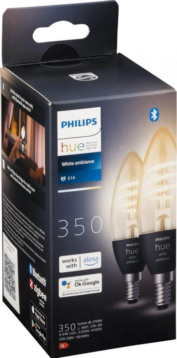 Produktbild Philips Hue Filament White Ambiance (E14, 4.60 W, 350 lm, 2 x, G)