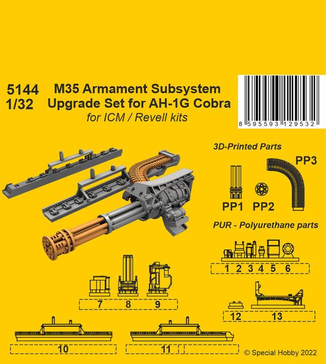 Immagine prodotto CMK Set di aggiornamento del sottosistema di armamento M35 per AH-1G Cobra 1/32 /per i kit ICM e Revell