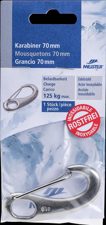 Meister Karabinerhaken Edelstahl 70x30 mm