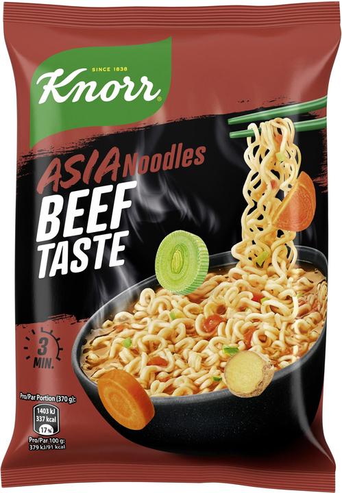 Immagine prodotto Knorr Asia Noodles Beef Taste bustina, spuntino asiatico di noodles istantanei, preparato in soli 3 minuti (70 g)