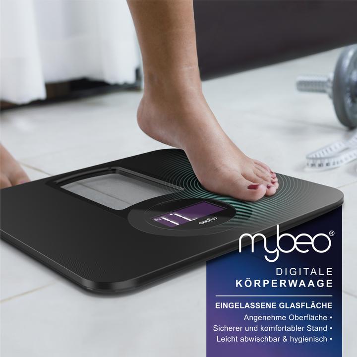 Immagine prodotto Mybeo Bilancia pesapersone digitale, bilancia da bagno con vetro di sicurezza da 6 mm, bilancia personale (150 kg)