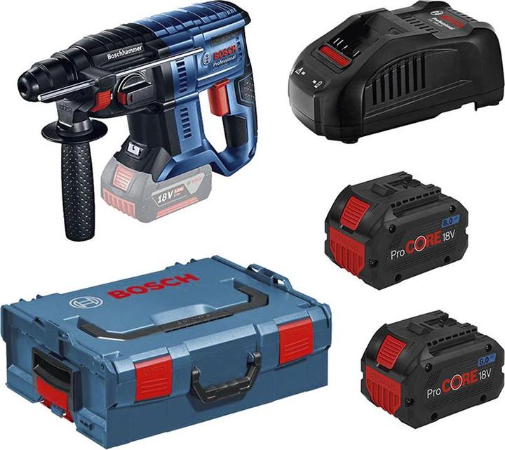 Produktbild Bosch Professional Bosch Bohrhammer GBH 18V-20, 2 x 8.0Ah ProCORE Akku, inkl. Koffer (Akkubetrieb)
