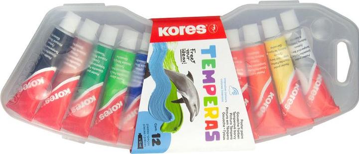 Image du produit Kores Tempera peinture ""Temperas"", étui plastique de 12 couleurs hautement pigmentées, miscibles, tubes (Couleurs assorties, 12000 ml)