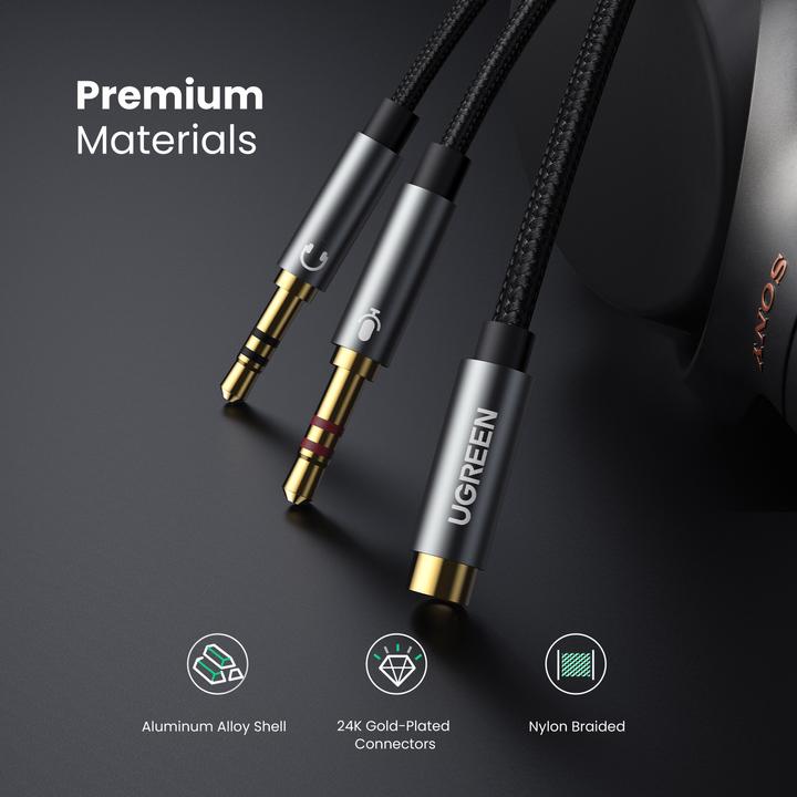 Produktbild Ugreen Mikrofon und Kopfhörer Y Splitter 3.5 mm Klinke (0.20 m, 3.5mm Klinke (AUX))