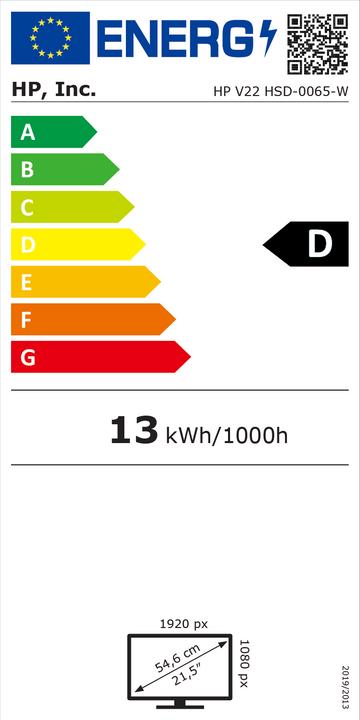 Label énergétique HP V22 (1920 x 1080 pixels, 21.50")