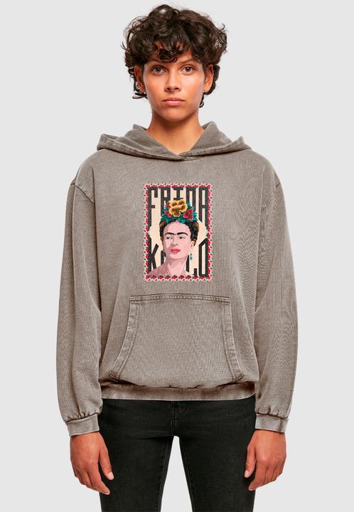 Produktbild Merchcode Ladies Frida Kahlo - Frame one Acid Washed Oversize Hoody - 178005 (M)