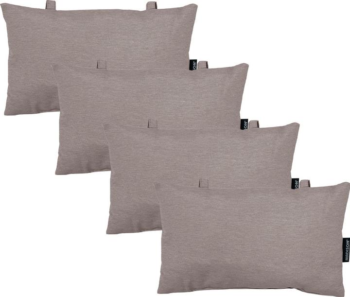 Natura Punto 4er-Set Kopfkissen für Garten- und Liegestühle, ca. 24 x 40cm, taupe