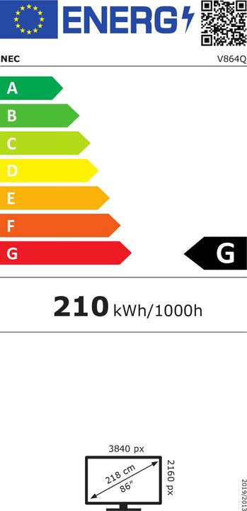 Energie-Label NEC MultiSync V864Q (3840 x 2160 Pixel, 86")