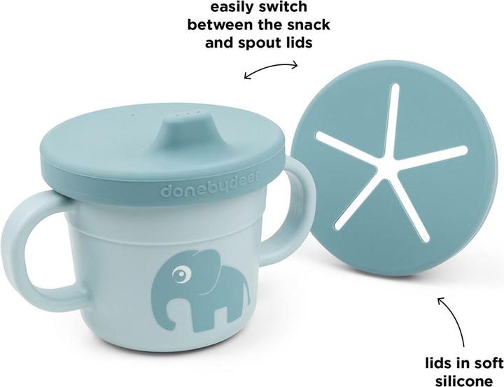 Actual product image Done by Deer Snack & drinking cup set Elphee blue